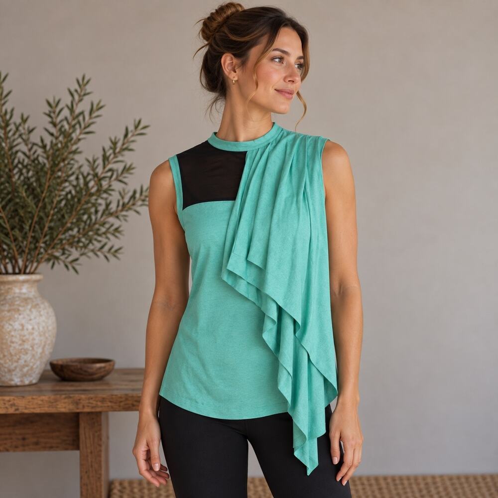 Robert Rodriguez Green Black Sleeveless Knit Top Medium